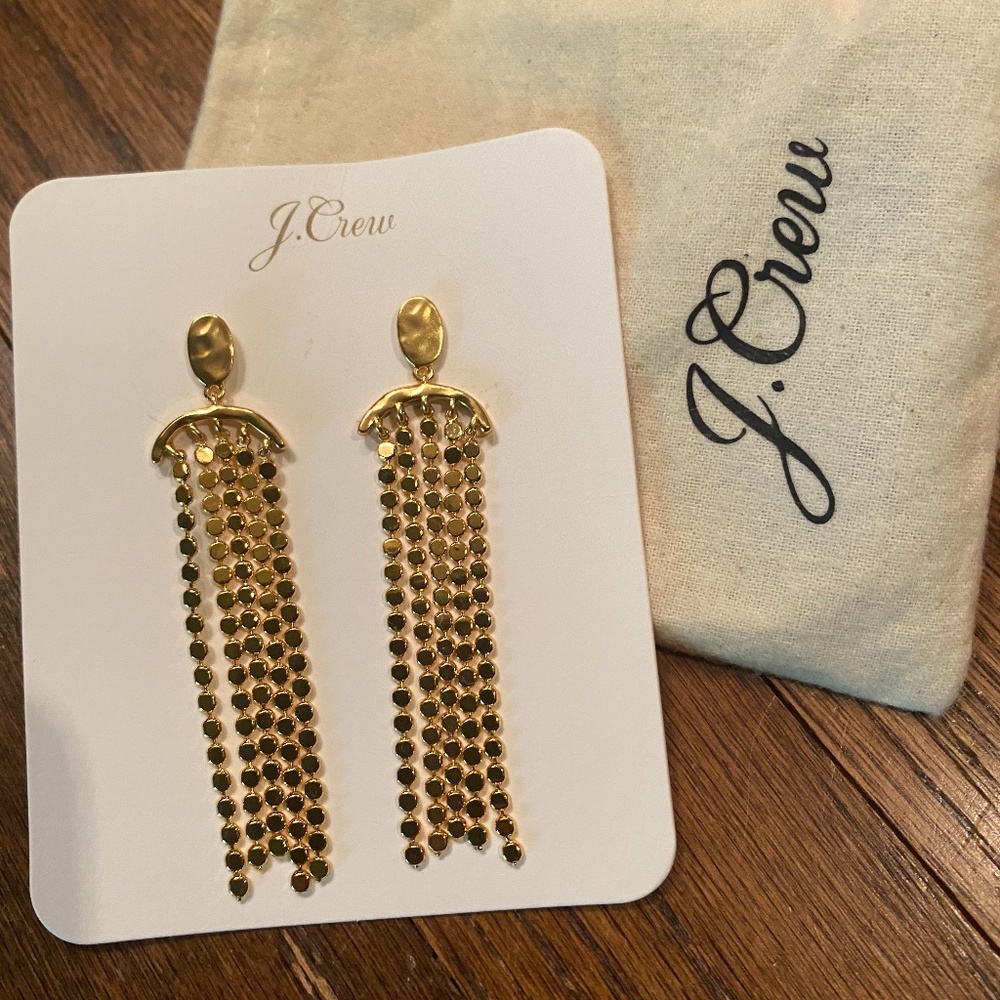 J Crew Burnished Gold Waterfall Earrings